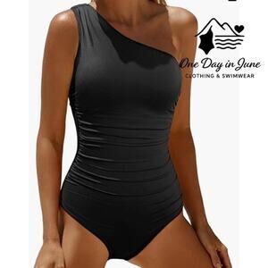 Daci Plus Size One Shoulder One Piece Swimsuit Size XXL